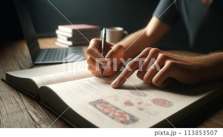 勉強する手元 113853507