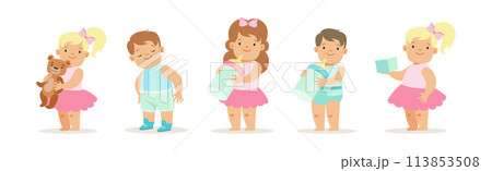 Baby Boy and Girl Infant Character Vector Set Baby Boy and Girl Infant Character Vector Set 113853508