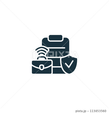 Remote Work Policies icon. Monochrome simple Remote Work icon for templates, web design and infographics 113853560