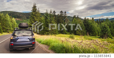 car for traveling with a mountain road car for traveling with a mountain road 113853841