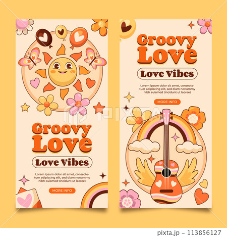 Hand drawn groovy love banners 113856127