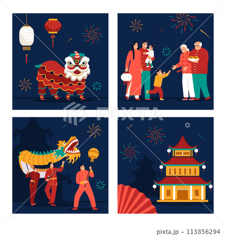 Chinese new year compositions set 113856294