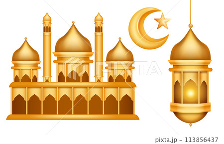 Ramadan elements in realistic style 113856437
