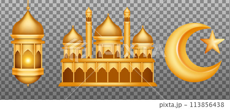 Ramadan elements in realistic style 113856438