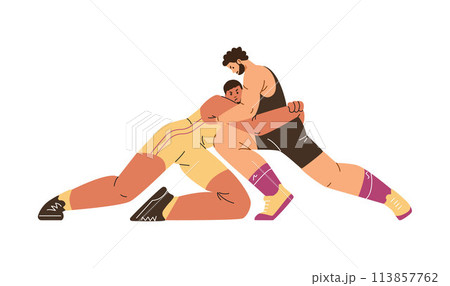 Intense wrestling takedown vector illustration 113857762