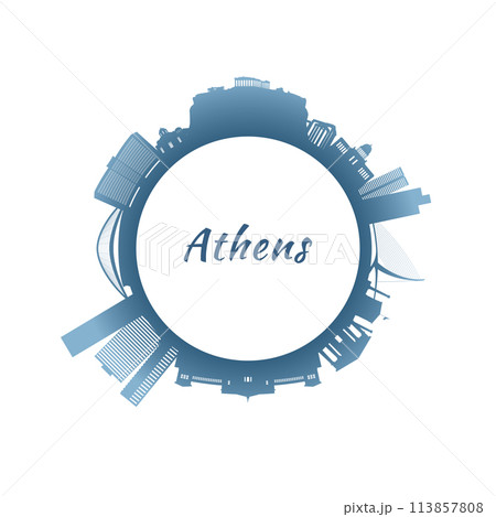 Athens skyline with colorful buildings. Athens skyline with colorful buildings. 113857808