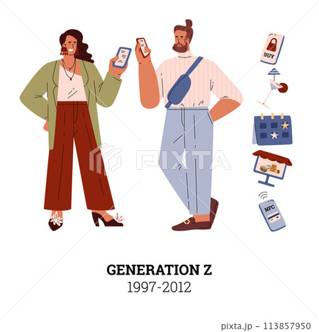 Gen Z lifestyle and technology vector illustration 113857950