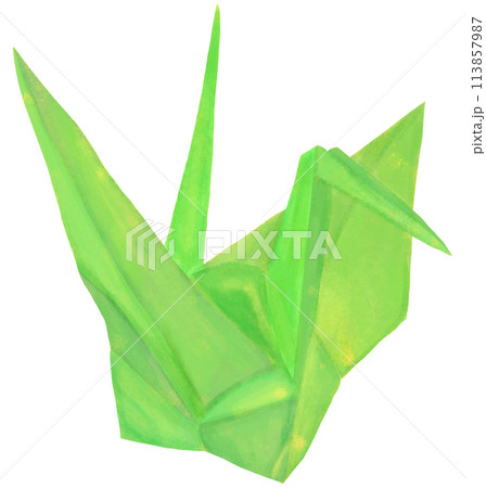 折鶴 おりがみ 黄緑色 折鶴 おりがみ 黄緑色 113857987
