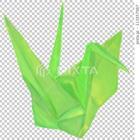 折鶴 おりがみ 黄緑色 折鶴 おりがみ 黄緑色 113857987