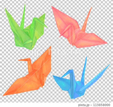 Origami crane illustration set 113858000