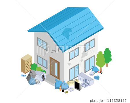 ゴミが溢れている住宅 ゴミが溢れている住宅 113858135