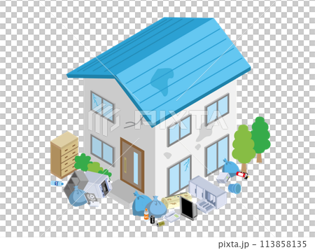 ゴミが溢れている住宅 ゴミが溢れている住宅 113858135