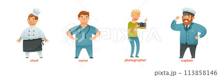 Labor Day with People of Different Profession Standing Vector Set 113858146