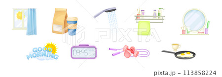Good Morning Symbol and Different Attribute Vector Set 113858224