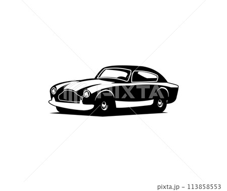 1955 aston martin db24 saloon retro logo isolated on white background side view. best for badges, emblems, icons. vector illustration available in eps 10. 113858553