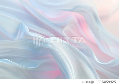 Blue pink pastel soft fabric light texture. Crumpled textile background with large folds. Abstract waved textured cloth. Mute tones. Flowing, ripple surface of pale calico curtain. Spectrum gradient Blue pink pastel soft fabric light texture. Crumpled textile background with large folds. Abstract waved textured cloth. Mute tones. Flowing, ripple surface of pale calico curtain. Spectrum gradient 113859425