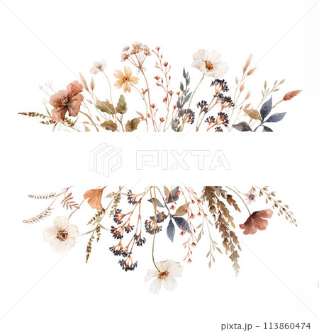 Beautiful floral composition with watercolor hand drawn gentle autumn fall flowers. Stock floral illustration. Nature clip art. Beautiful floral composition with watercolor hand drawn gentle autumn fall flowers. Stock floral illustration. Nature clip art. 113860474