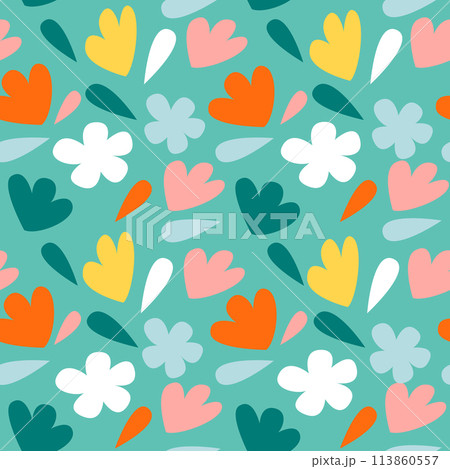 Floral seamless pattern with summer flowers background vector texture in elegant bright colors. Textile fabric print. Gift wrapping paper. Backdrop. Repeating tile. Abstract design template element Floral seamless pattern with summer flowers background vector texture in elegant bright colors. Textile fabric print. Gift wrapping paper. Backdrop. Repeating tile. Abstract design template element 113860557