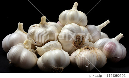 garlic isolated on black 113860691