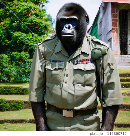 警備をしているゴリラ 113860712