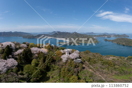 カレイ山展望台と伯方・大島大橋の風景 113860752