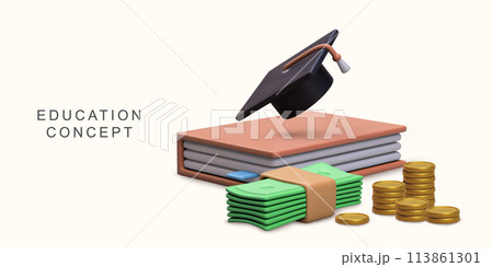 3d realistic Financial educational programs on white background. Vector illustration. 3d realistic Financial educational programs on white background. Vector illustration. 113861301