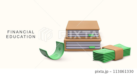 3d realistic concept Investing in education on white background. Vector illustration. 3d realistic concept Investing in education on white background. Vector illustration. 113861330