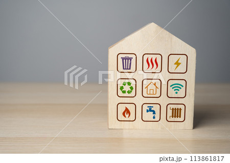 Home utility services and bills. Energy efficiency. Paying bills. Housing standards. Prices and costs. Smart home. Maintenance of the house. Electricity, heating, water and gas. 113861817