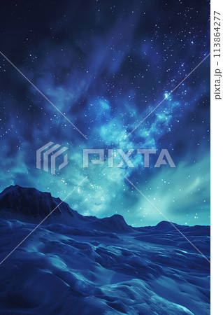 Aurora in the night sky in the land of ice. Aurora in the night sky in the land of ice. 113864277