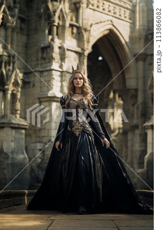 Queen in striking black gown at cathedral 113866082