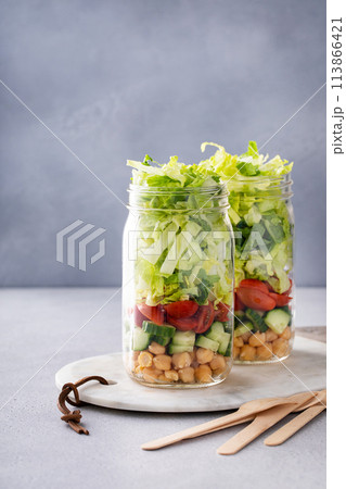 Meal prep for lunch, healthy salad in a jar Meal prep for lunch, healthy salad in a jar 113866421