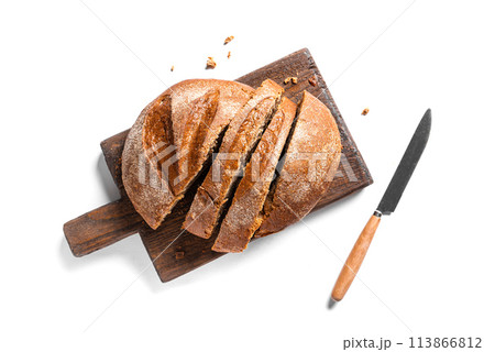 Sliced Sourdough Bread on cutting board Sliced Sourdough Bread on cutting board 113866812