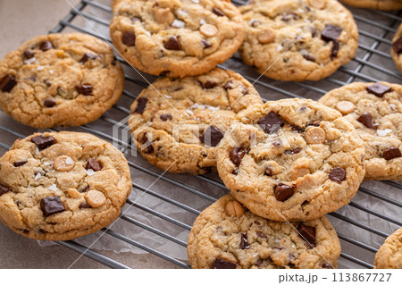 Chocolate chip cookies with chocolate chunks and caramel chips Chocolate chip cookies with chocolate chunks and caramel chips 113867727