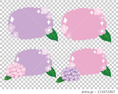 七彩繡球花框插畫素材集 113872867