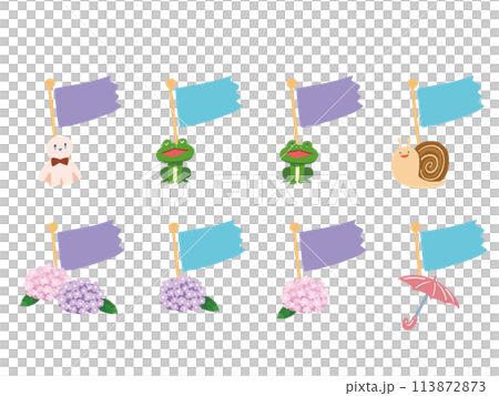 Flag Rainy pastel color frame illustration set 113872873