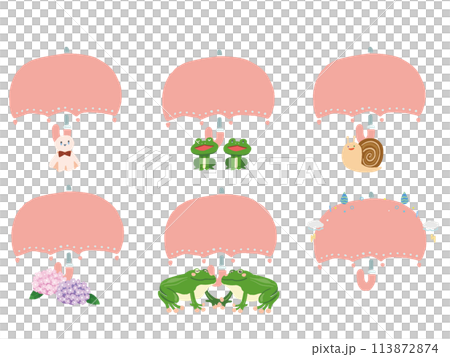 Umbrella pastel color frame illustration set 113872874