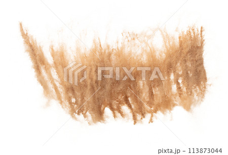 Sand Storm desert with wind blow spin swirl around. Golden Yellow sand tornado storm with high wind. Fine Sand circle around, White background Isolated throwing particle element object.Sand Storm Sand Storm desert with wind blow spin swirl around. Golden Yellow sand tornado storm with high wind. Fine Sand circle around, White background Isolated throwing particle element object.Sand Storm 113873044