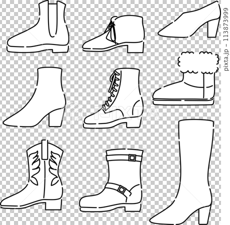 ブーツ セット 線画 ブーツ セット 線画 113873999