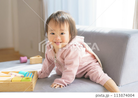 積み木で遊ぶ赤ちゃん 113874004