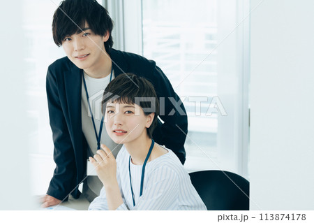 パソコンに向かう会社員 113874178