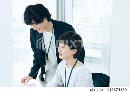 パソコンに向かう会社員 113874180