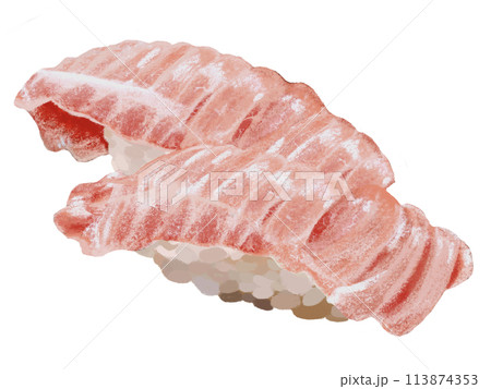 握り寿司（中トロ二貫）白背景 113874353