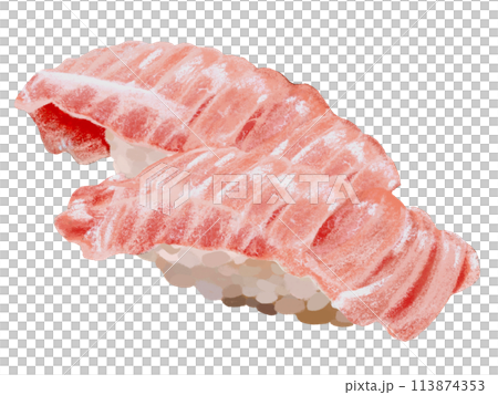 握り寿司（中トロ二貫）白背景 113874353