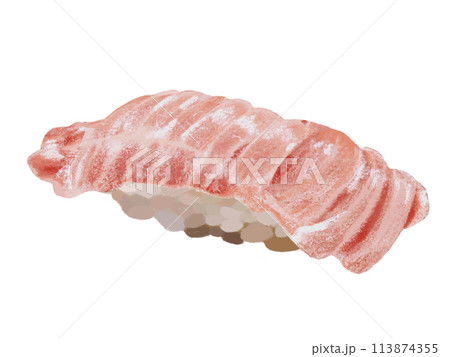 握り寿司（中トロ一貫）白背景 113874355