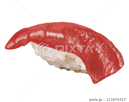 握り寿司（マグロ一貫）白背景 113874357