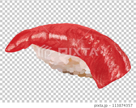 握り寿司（マグロ一貫）白背景 113874357