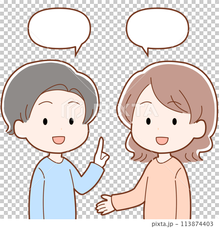 話し合いをする2人 113874403