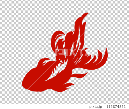 筆で描いたような赤い金魚のシルエットイラスト 113874851