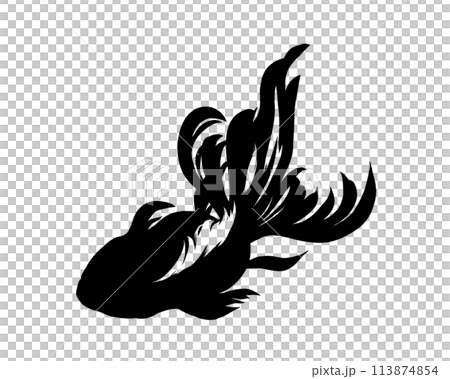 筆で描いたような金魚のシルエットイラスト(黒色) 筆で描いたような金魚のシルエットイラスト(黒色) 113874854