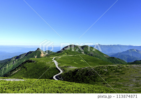 朝の乗鞍大黒岳からの風景（撮影地：乗鞍、大黒岳） 113874871